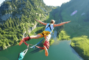 A Skydiver Flies Through The Air.