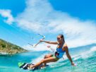 A Woman Having Fun In Water Skating.