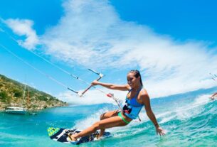 A Woman Having Fun In Water Skating.