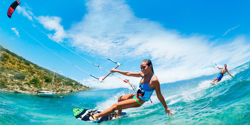 A Woman Having Fun In Water Skating.