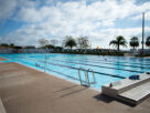 A public swimming pool with swimmers